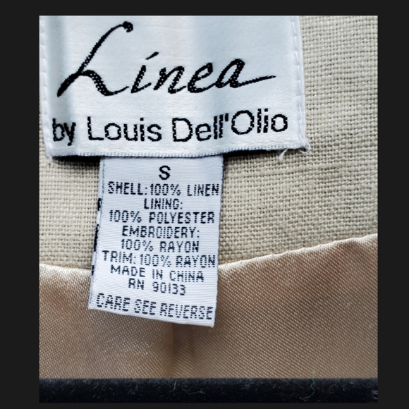 Linea by Louis Dellâ Olio Womens Jacket Linen Embroidered One Button - Picture 3 of 7